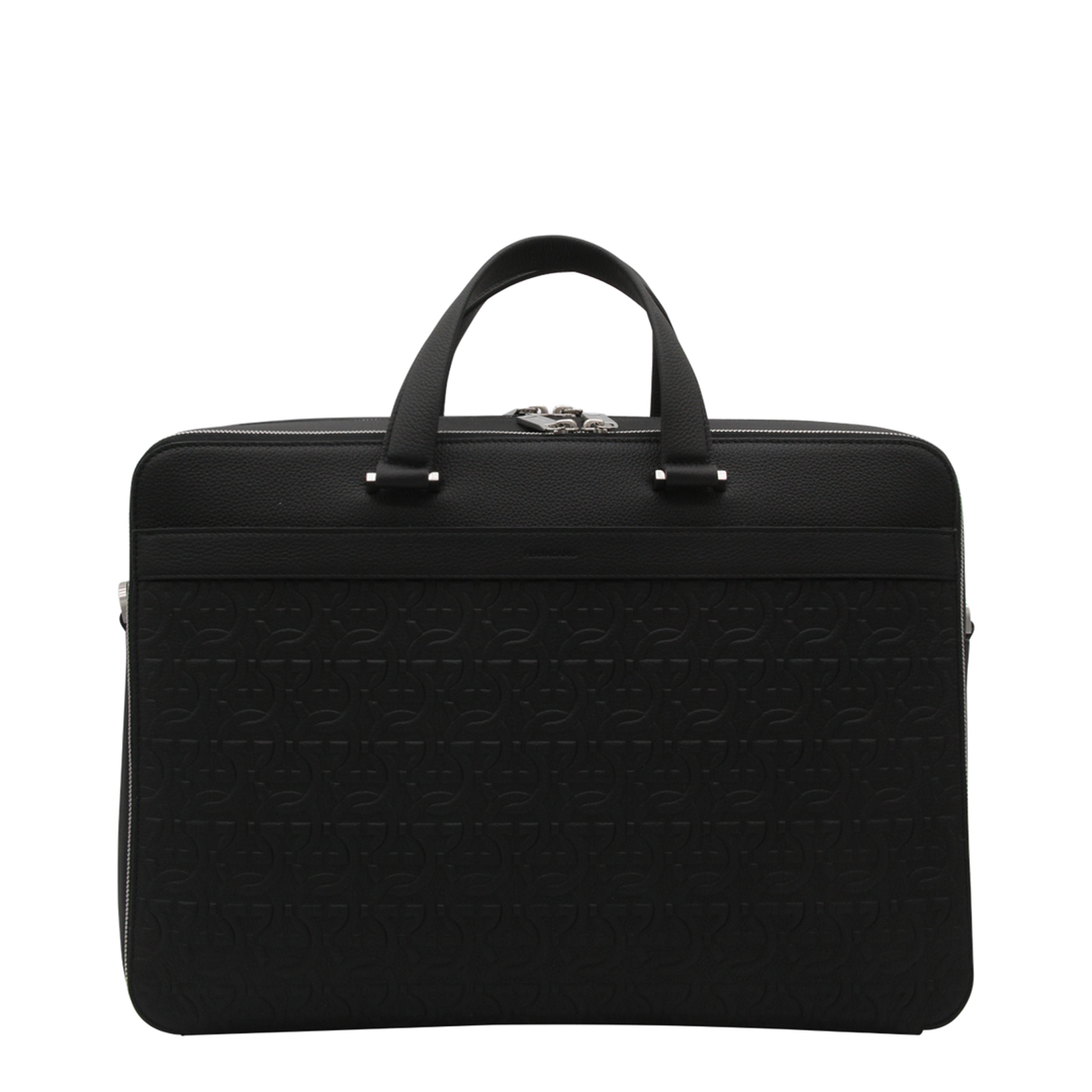 Salvatore  Black Leather Business Gancini Top Handle Bag