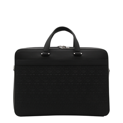 Salvatore  Black Leather Business Gancini Top Handle Bag