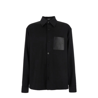 Relaxed Fit Virgin Wool Stretch Overshirt Black