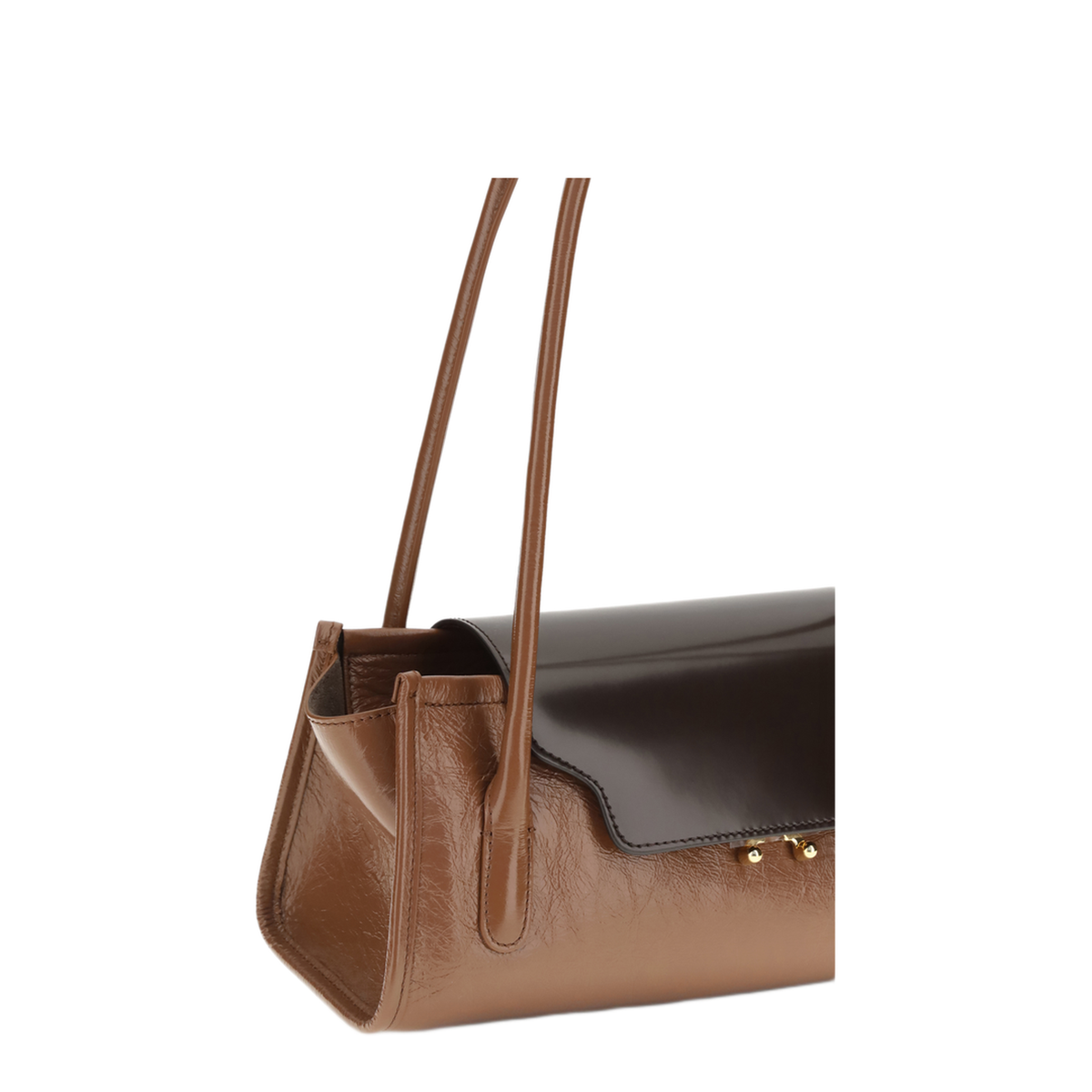 Trunkette Calf Leather Shoulder Bag - RAW SIENNA REDWOOD