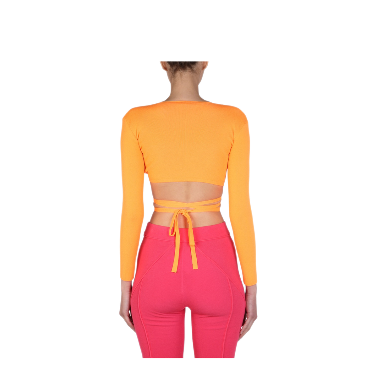 MAYFEYR - MSGM - Wide V Neck Ribbed Cropped Top - 3242MDM21022748909