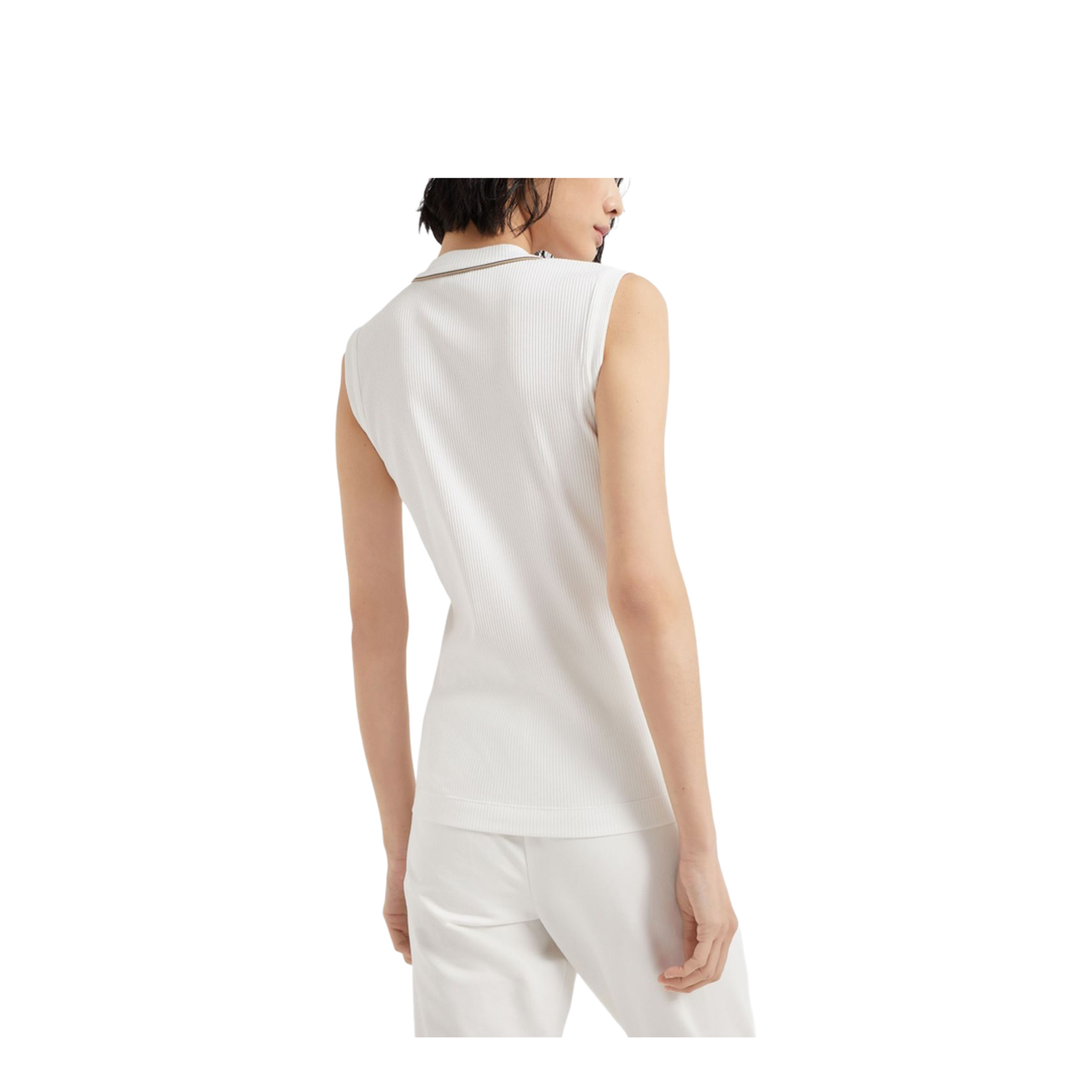Ribbed Jersey Top in Off-White
