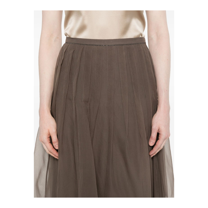 Pleated Silk Long Skirt