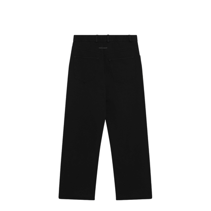 MAYFEYR - Mm6 Maison Margiela - Wide-Leg Cotton Trousers With Embroidered Logo Black - SH0KA0077M25025900