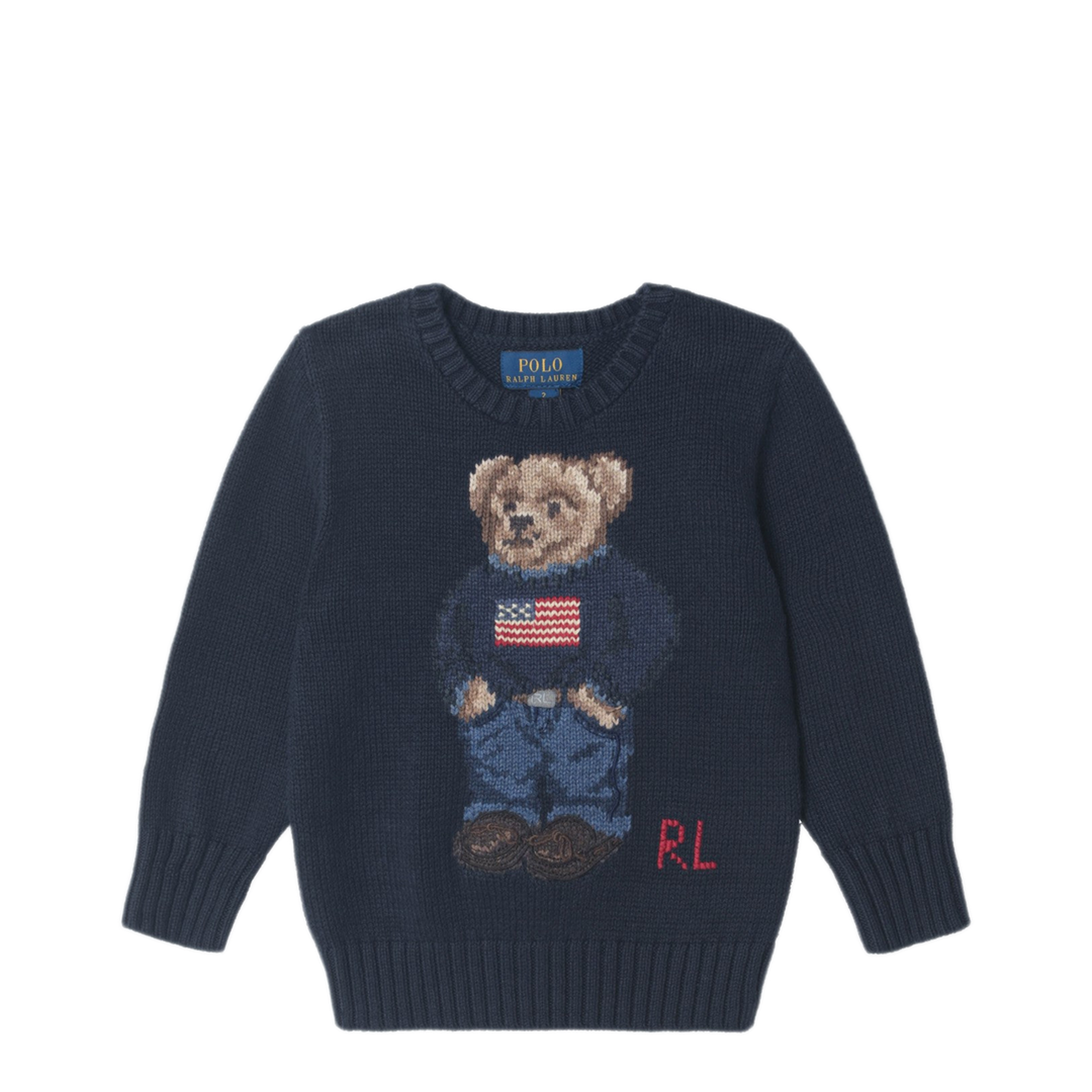 MAYFEYR - Polo Ralph Lauren - Navy Blue Polo Bear Cotton Sweater - 323668286002COHN