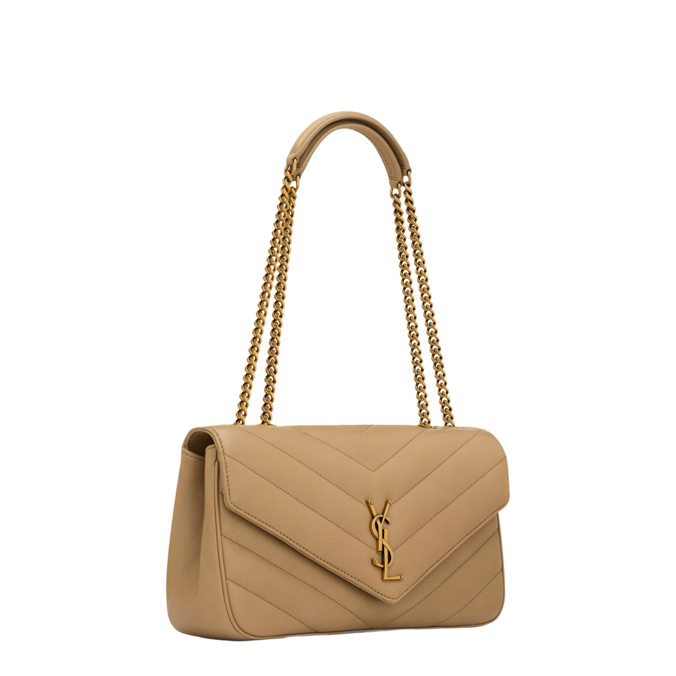 LOULOU Medium Lambskin Shoulder Bag - Natural Tan