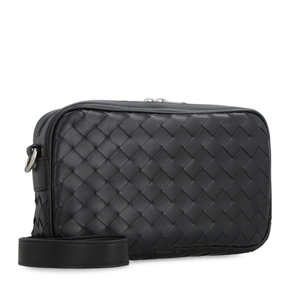Intrecciato Small Leather Camera Bags - Black