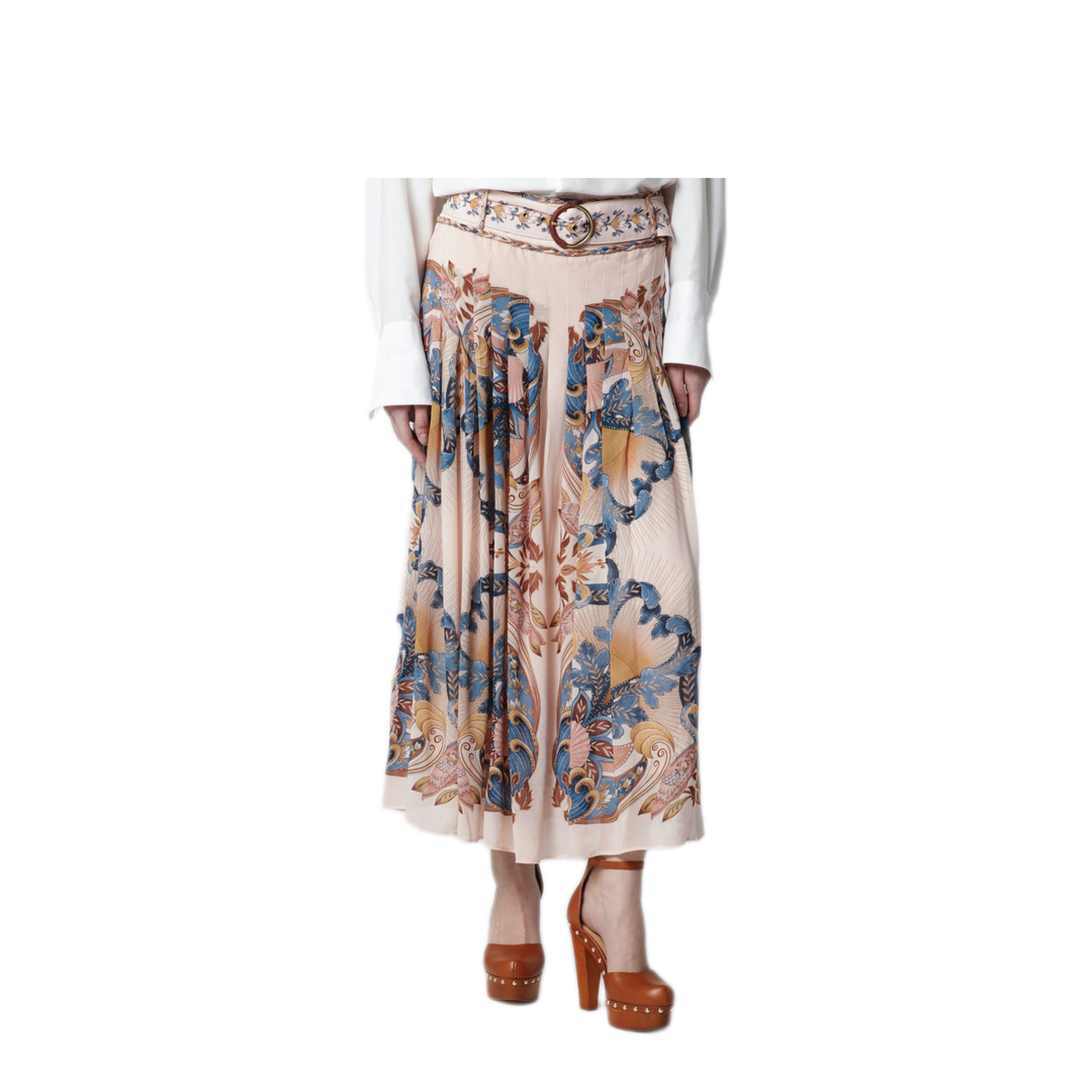 MAYFEYR - Farm Rio - Pink Sea Garden Pleated Skirt - 349014PL26085
