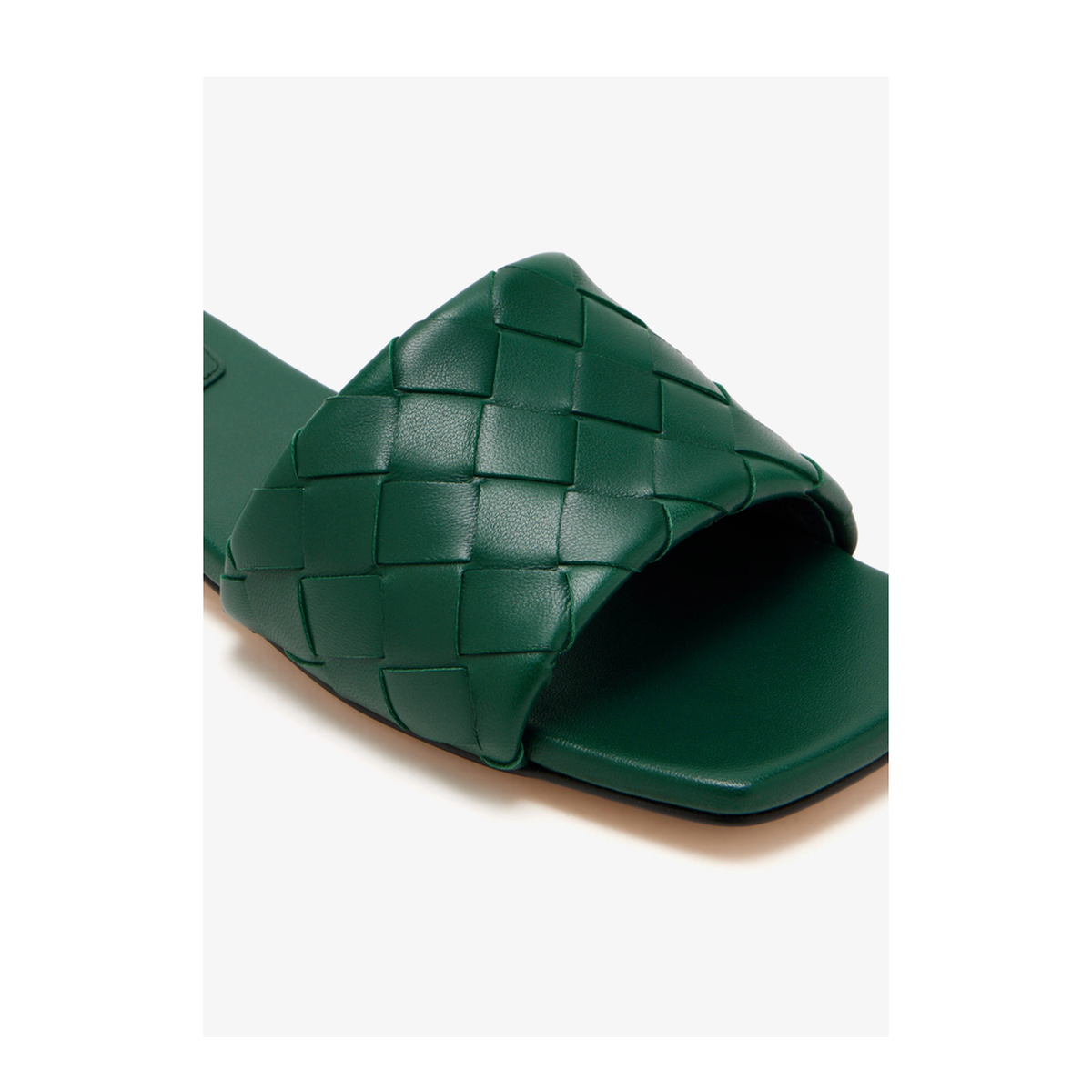 MAYFEYR - Bottega Veneta - Bottle Green Leather Parco Slippers - 837737V2ED03134