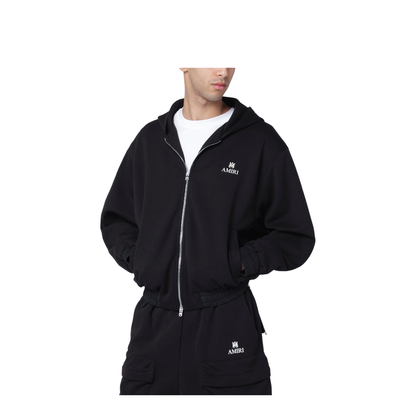 Black Cotton-Blend Zip Sweatshirt