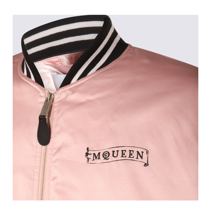 Pink And Black Cotton Casual Jacket