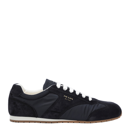 Blue Fabric and Suede Sneakers