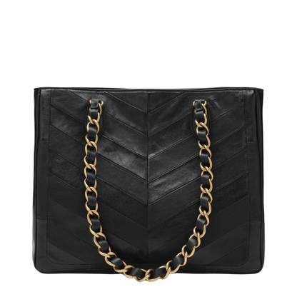 Laseine Medium Nappa Leather Shopping Bag - Black