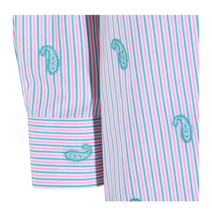 Striped Fil Coupé Paisley Cotton Jacquard Shirt - Pink