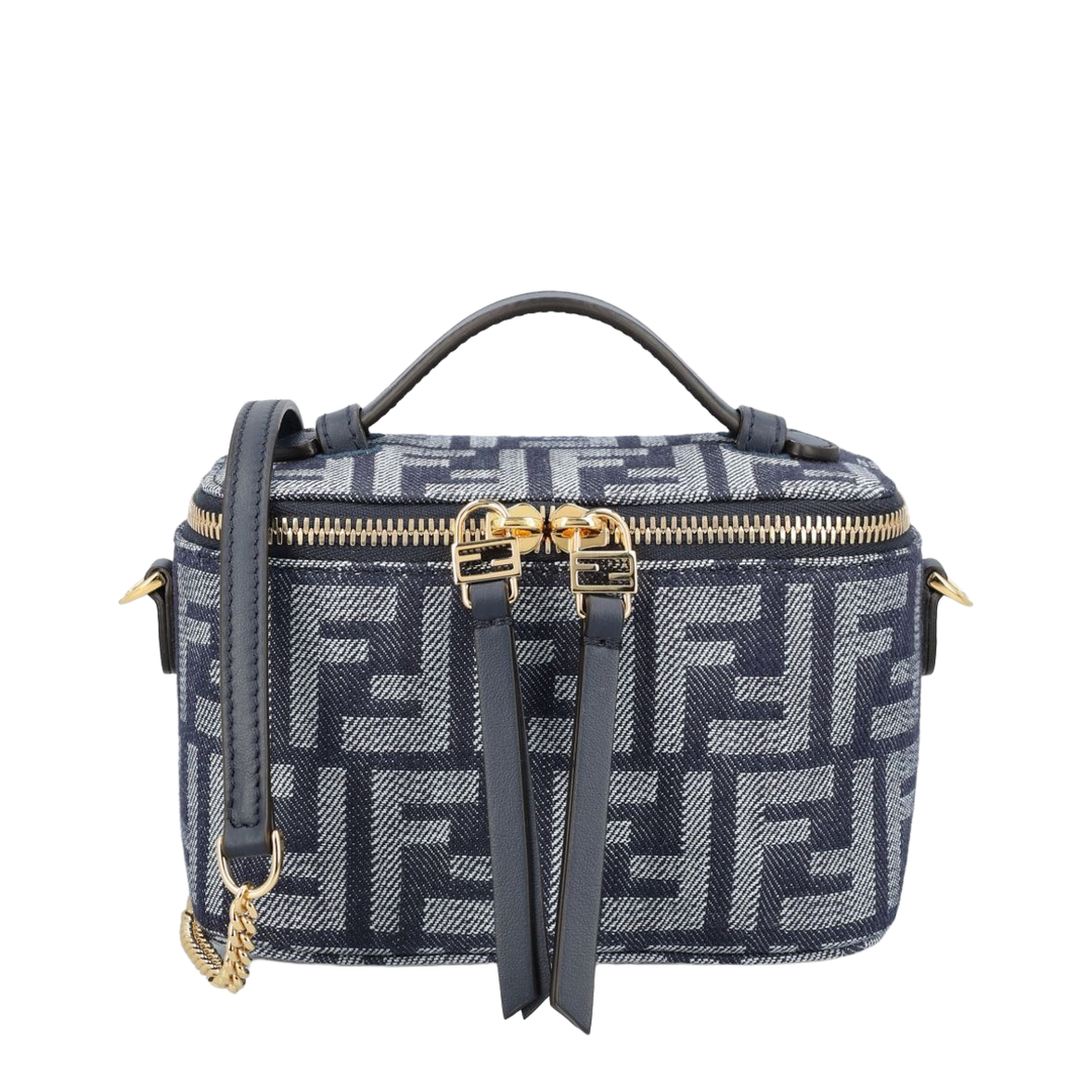 Vanity Mini Denim-Effect FF Jacquard Mini Bag - Dark Blue