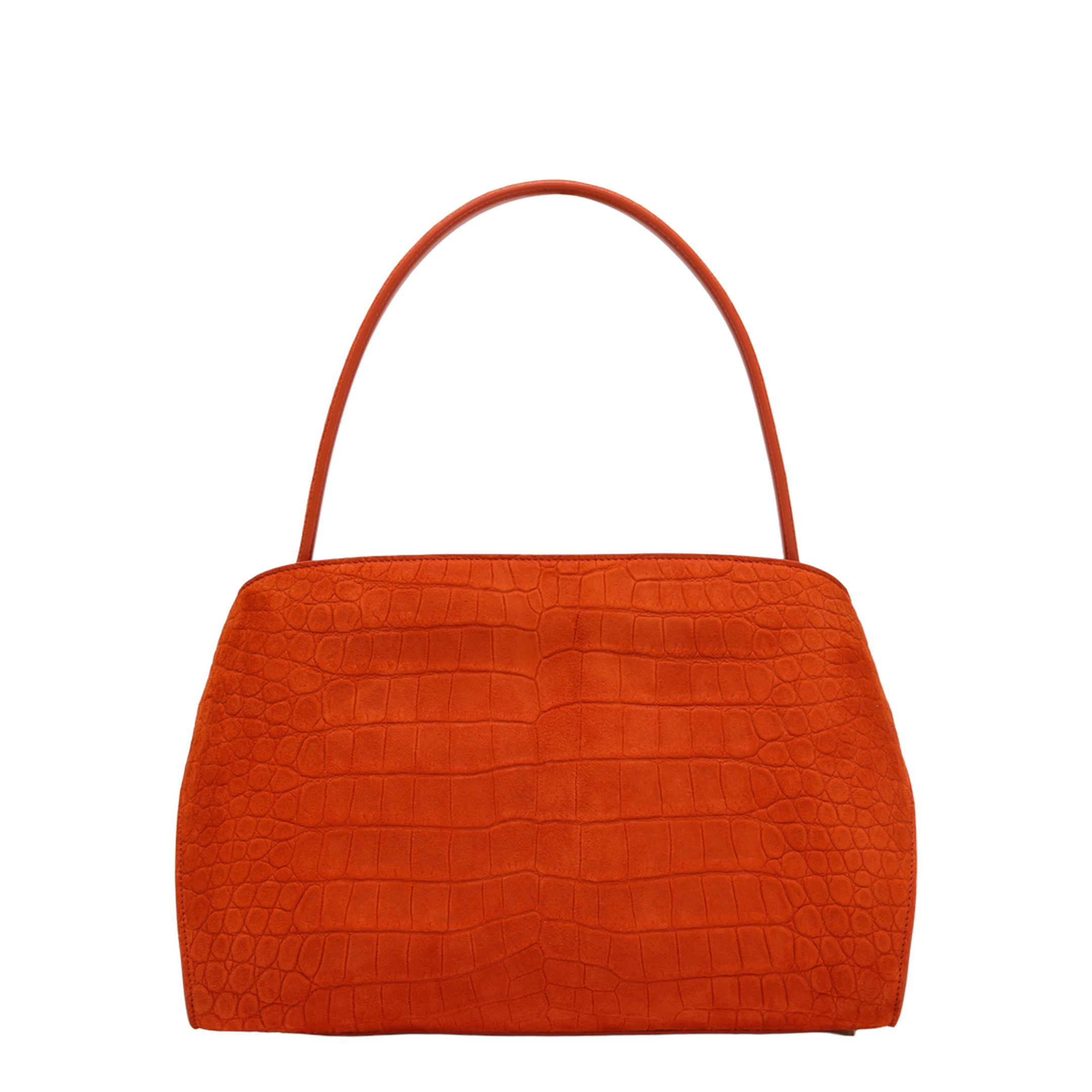 Orange Hug Soft M Top-Handle Bag with Crocodile Effect