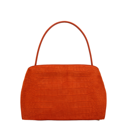 Orange Hug Soft M Top-Handle Bag with Crocodile Effect