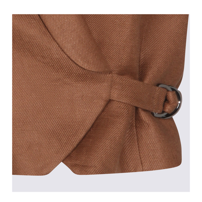 Women's Linen Top Brown