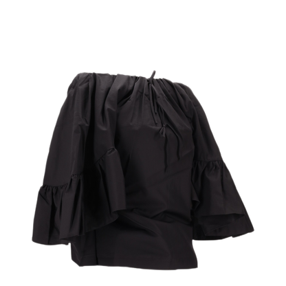 MAYFEYR - MERYLL ROGGE - Top With Back Drape And Ruffle Sleeves - 500559WS25BLACK