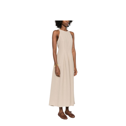 Sleeveless Panelled Midi Dress Beige