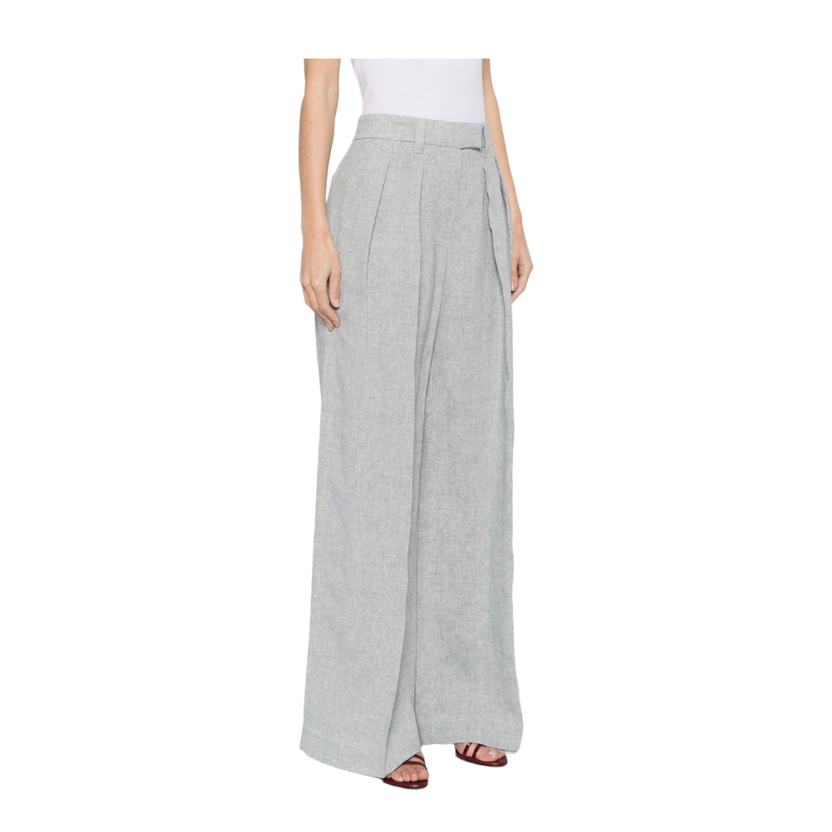 Wide-Leg Trousers in Light Grey