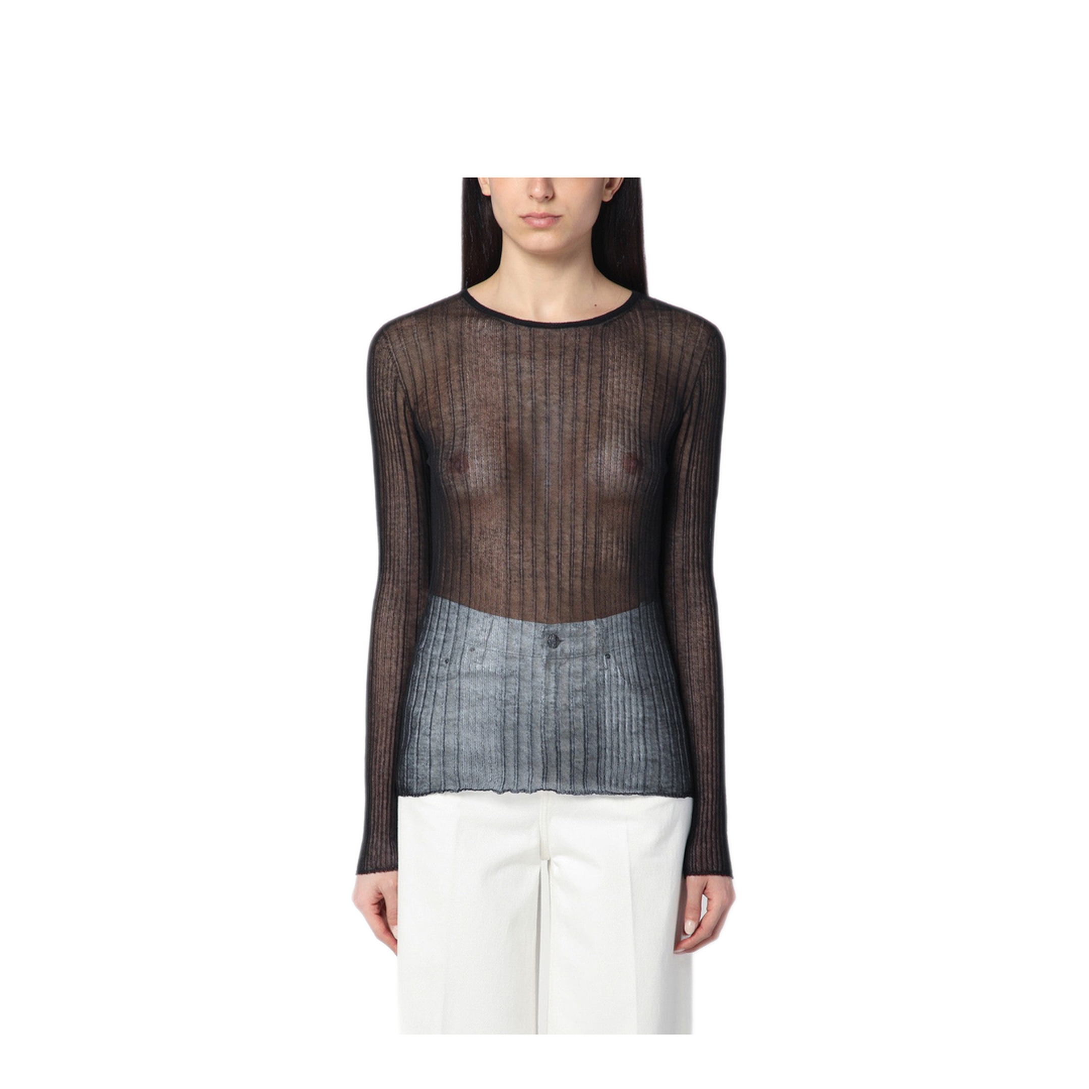 MAYFEYR - Roberto Collina - Semi Transparent Black Sweater - B05001B0509