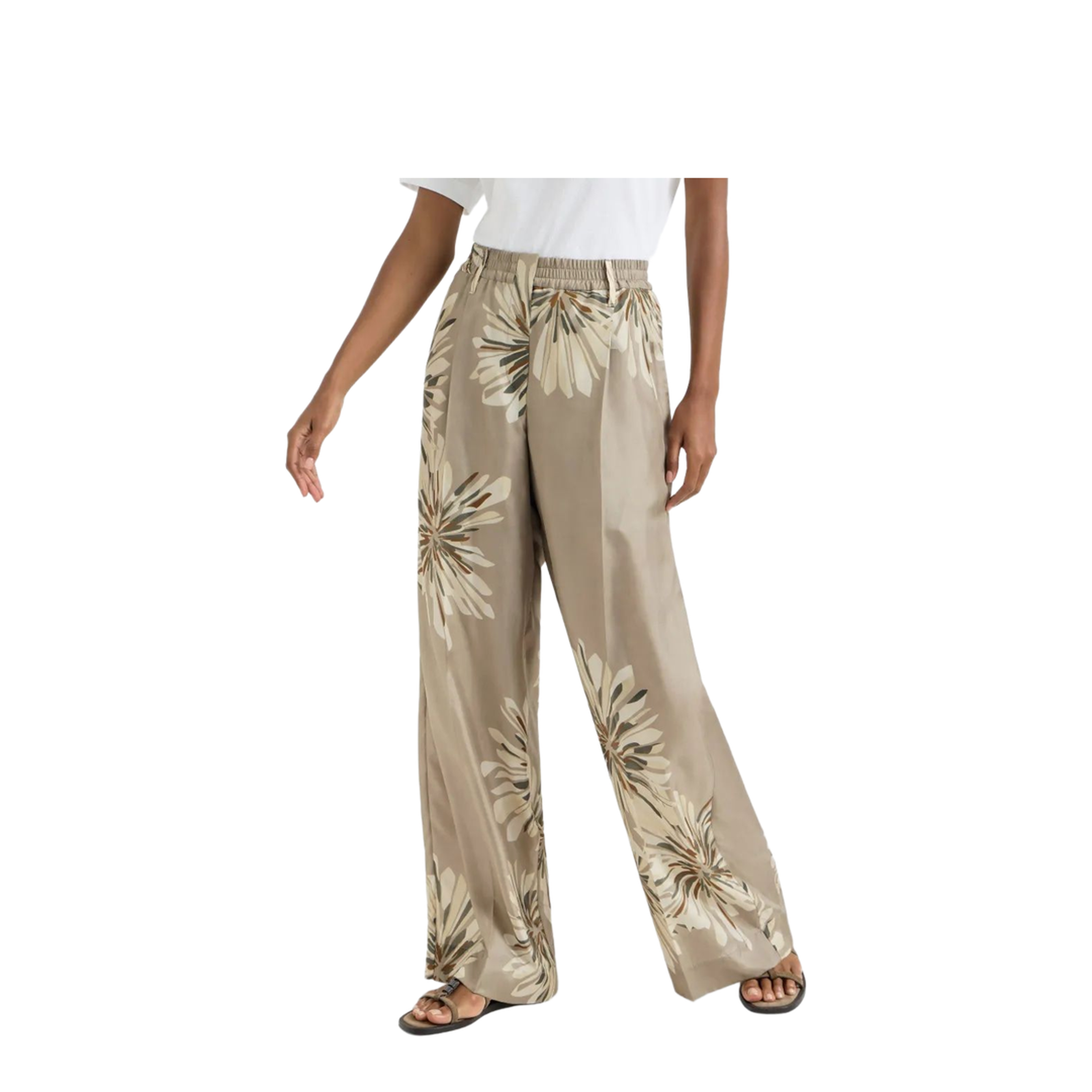 Bloom Pattern Pants Khaki