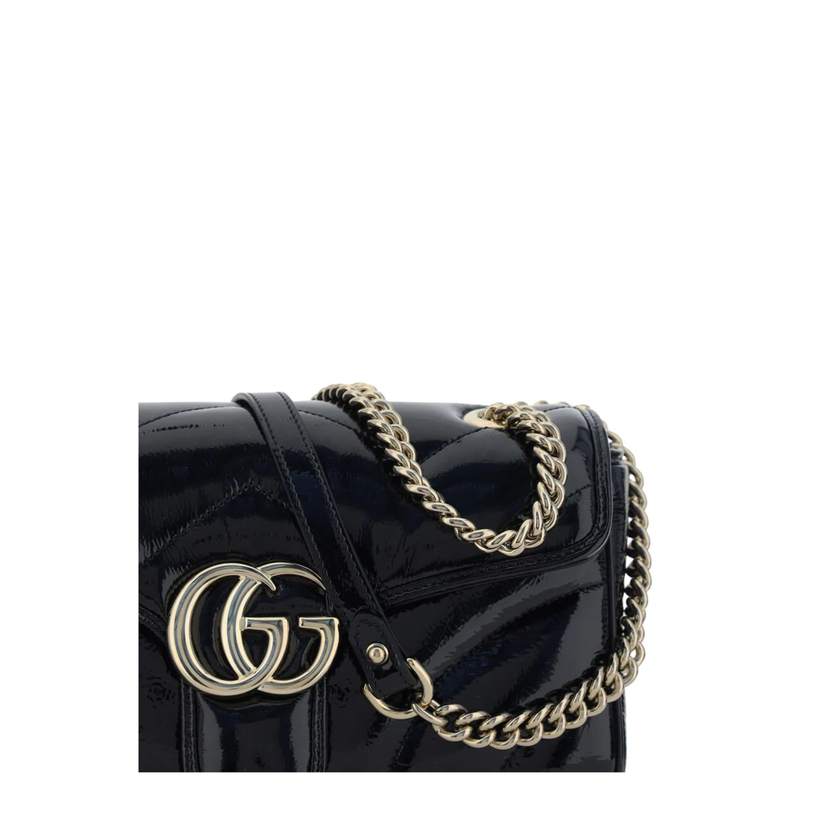 GG Marmont Medium Leather Shoulder Bag - Navy Blue