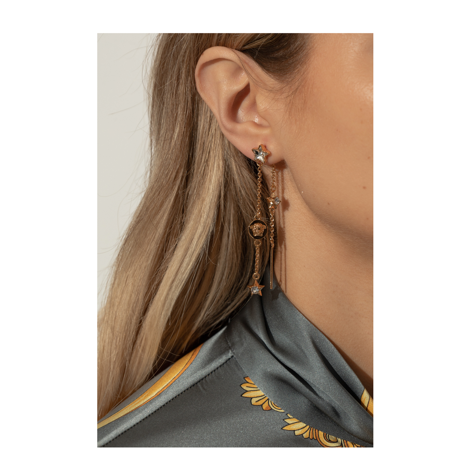 Long Earrings with Shimmering Crystals