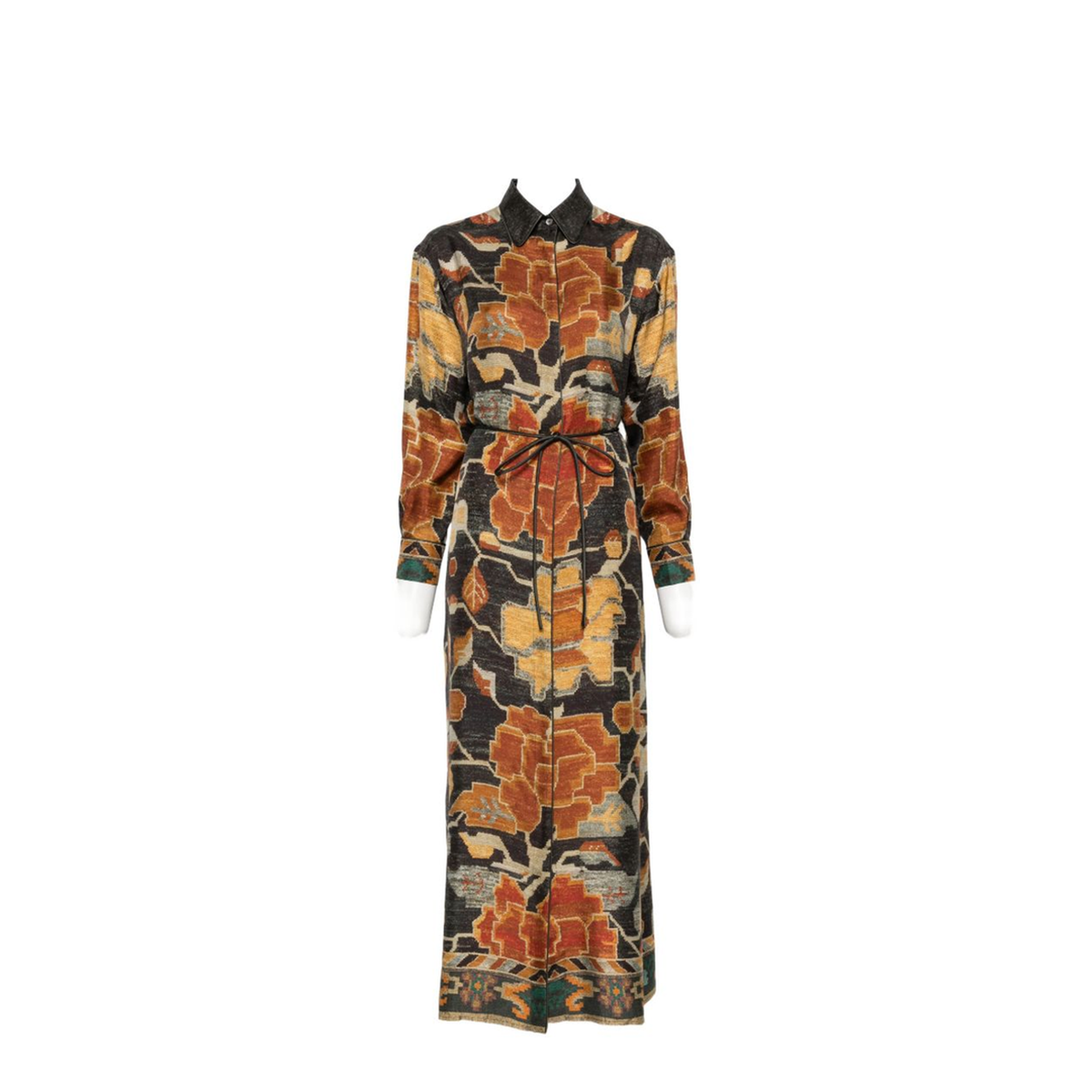 MAYFEYR - Pierre Louis Mascia - Brown Graphic Print Long Dress - ALOE/S-AB12941101519736