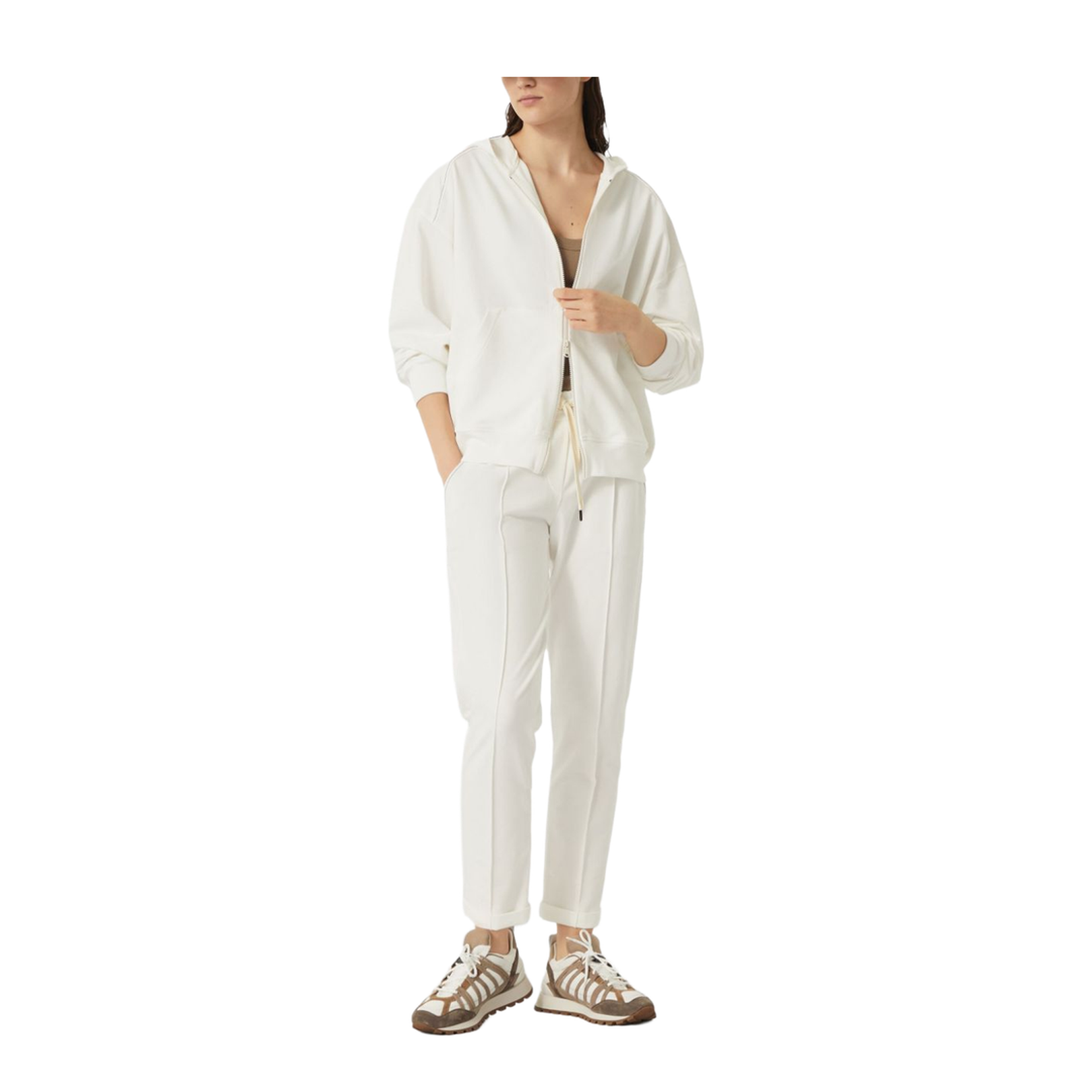 White Elasticated Drawstring Waistband Trousers