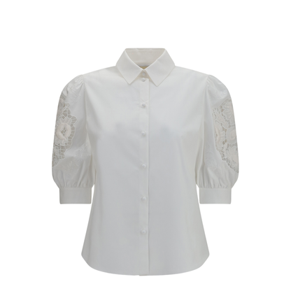 MAYFEYR - Valentino - Shirt With Sangallo Lace Sleeves - 9B3AA0H65A6