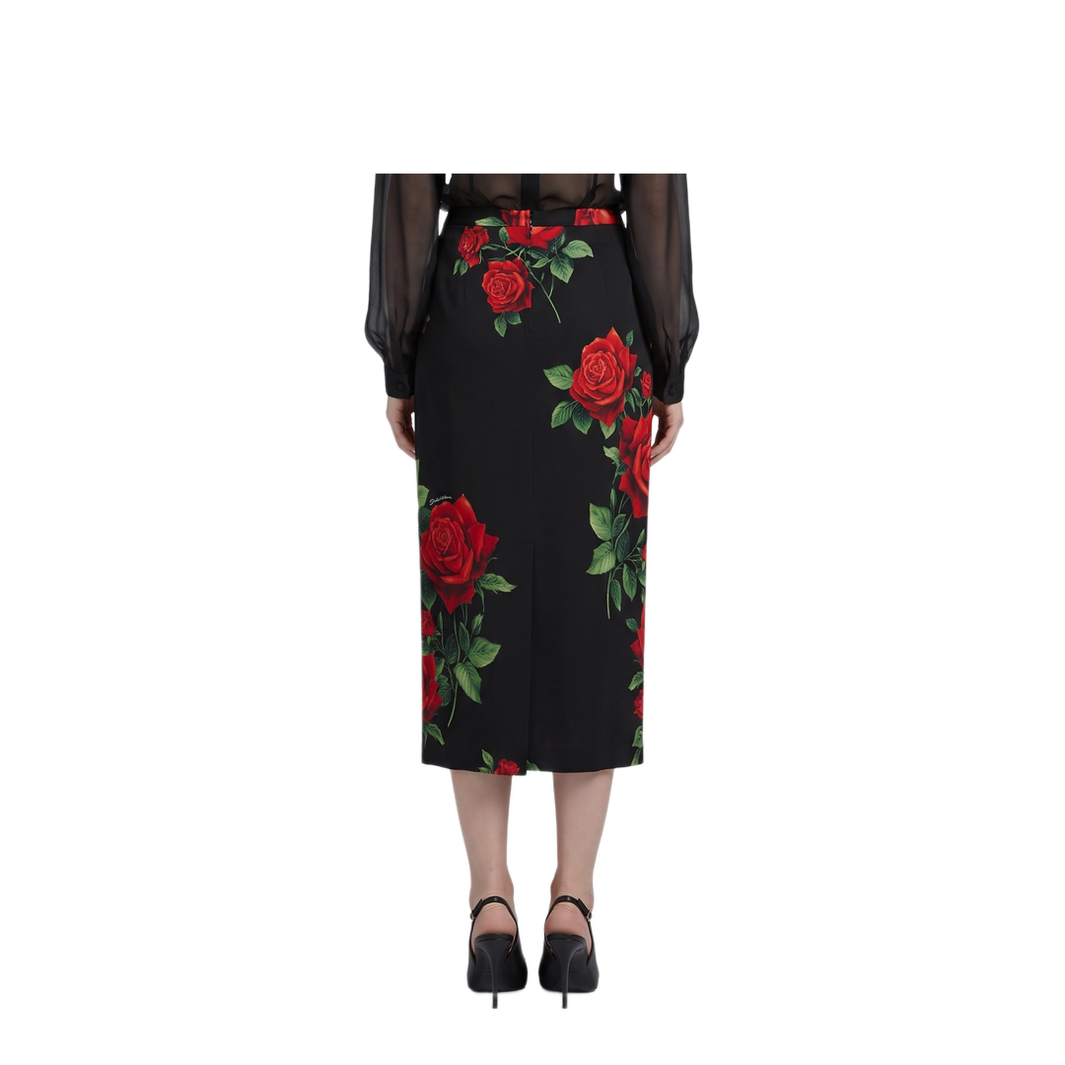 MAYFEYR - Dolce & Gabbana - Red Rose Print Midi Skirt - F4CSJTFSA9RHN6EJ