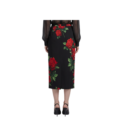 MAYFEYR - Dolce & Gabbana - Red Rose Print Midi Skirt - F4CSJTFSA9RHN6EJ