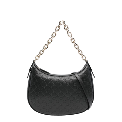 GG Emblem Large Leather Shoulder Bags - Black