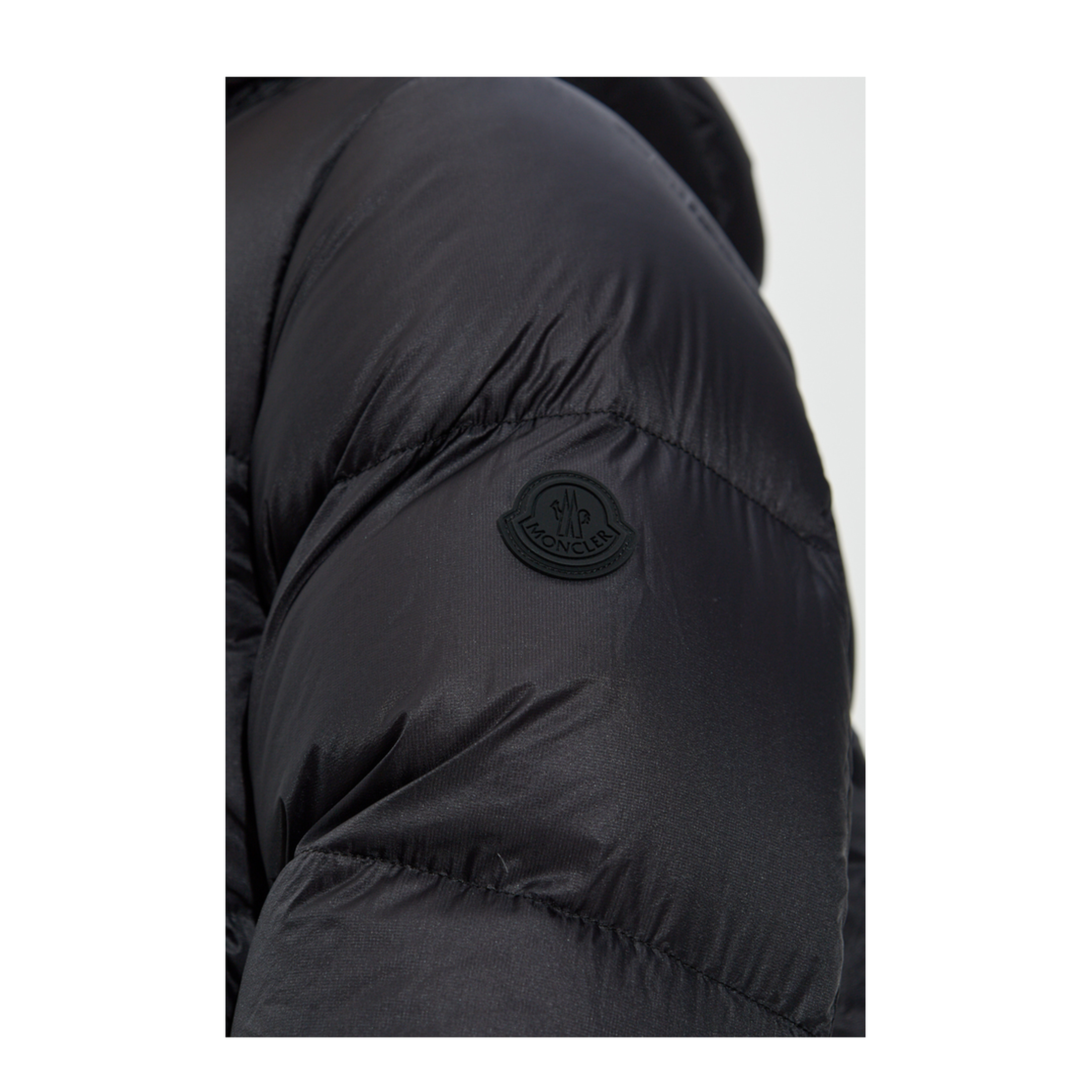 Black Fulcran Hooded Short Down Jacket