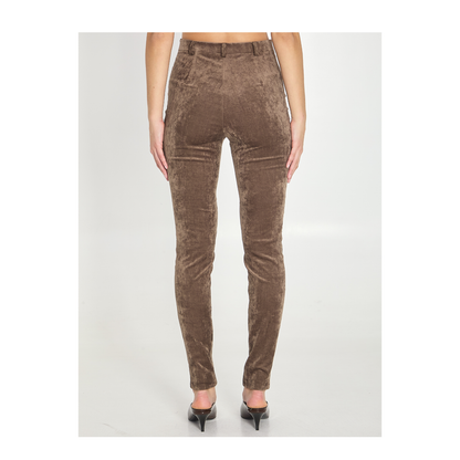 Stretch Velvet Leggings in Brown