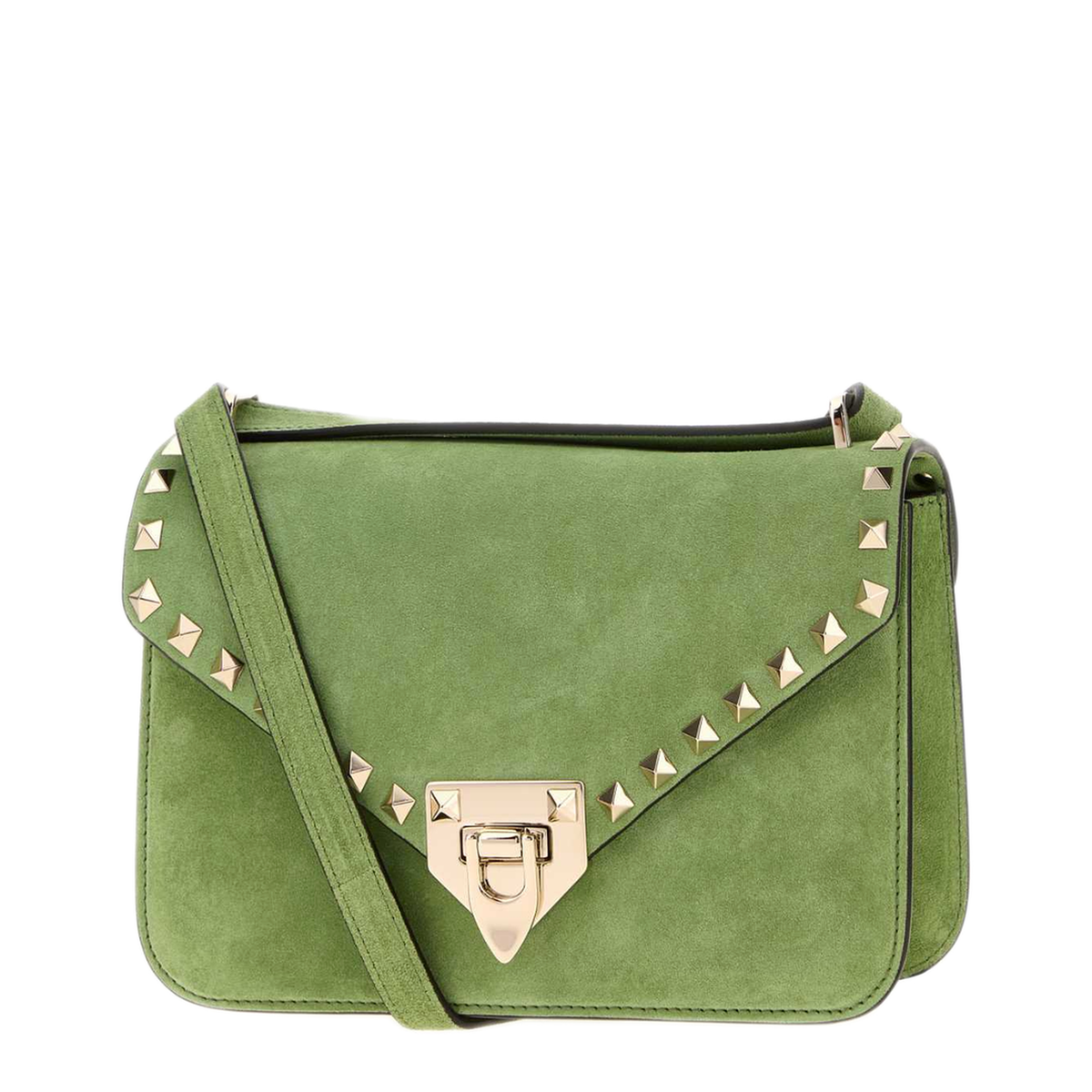 MAYFEYR - Valentino - Green Suede Rockstud Crossbody Bag - 9W2B0T76KQQNPO
