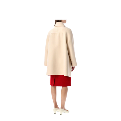 Wool Drap Peacoat With V Gold Detail