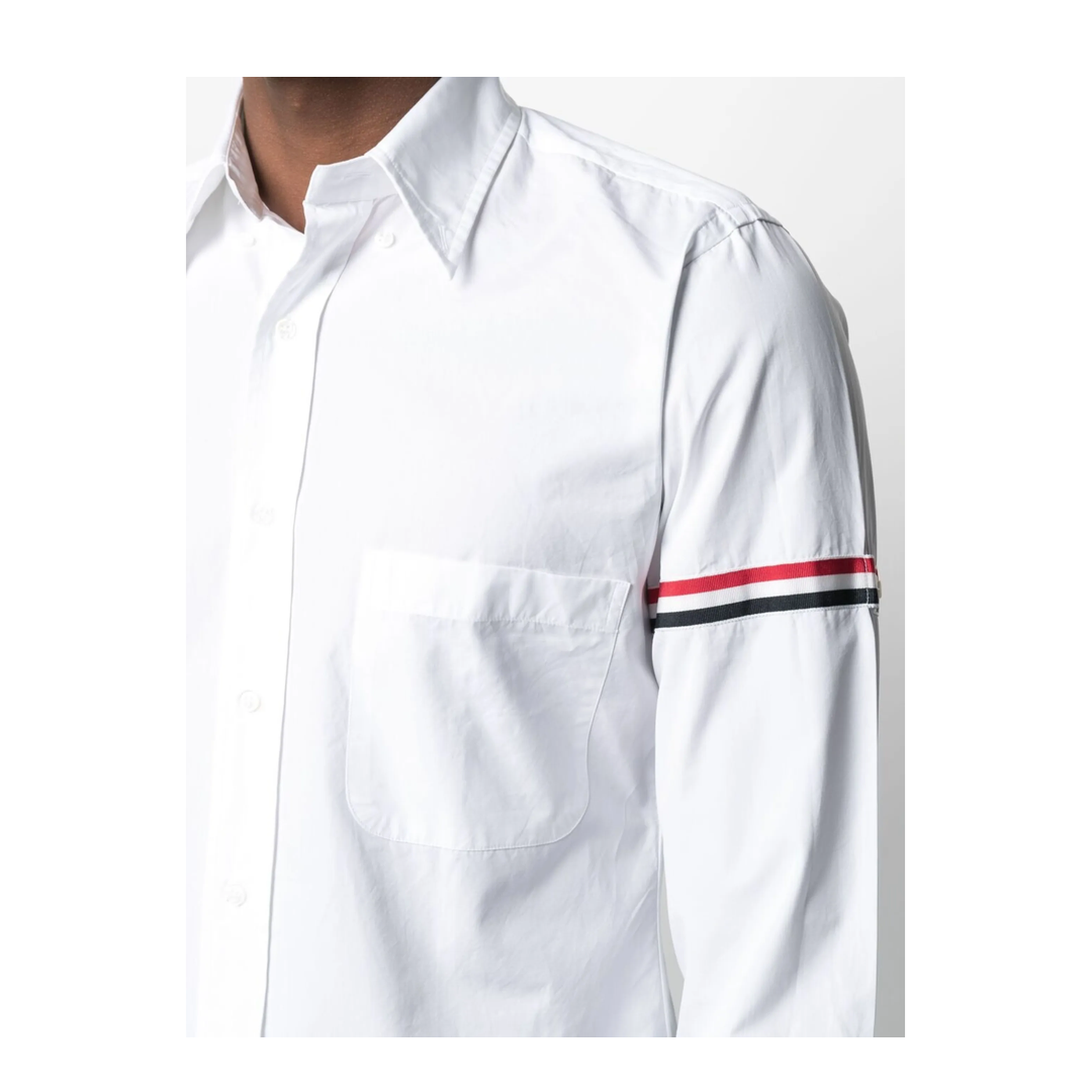 MAYFEYR - Thom Browne - Classic Shirt With Rwb Grosgrain Armbands In Poplin - MWL150E03113100