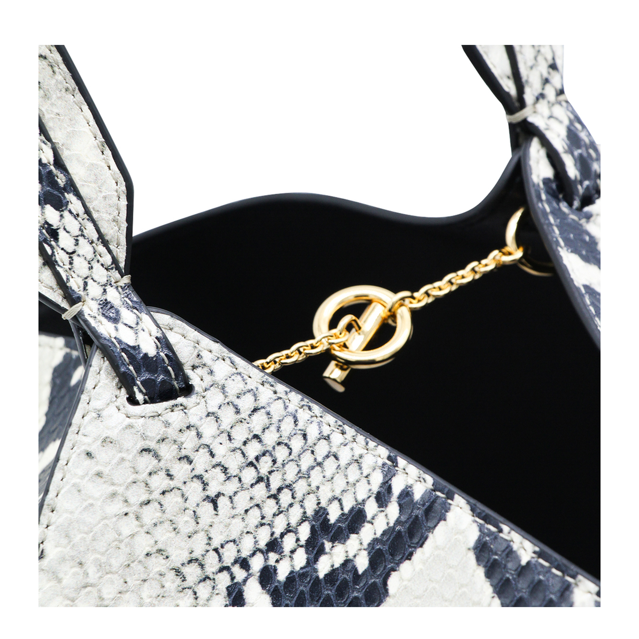 Lotus Mini Python-Embossed Calfskin Tote - Natural