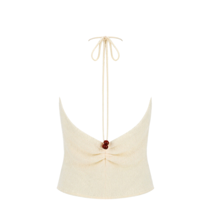 MAYFEYR - Magda Butrym - Halterneck Draped Top With Beads - 308426CREAM