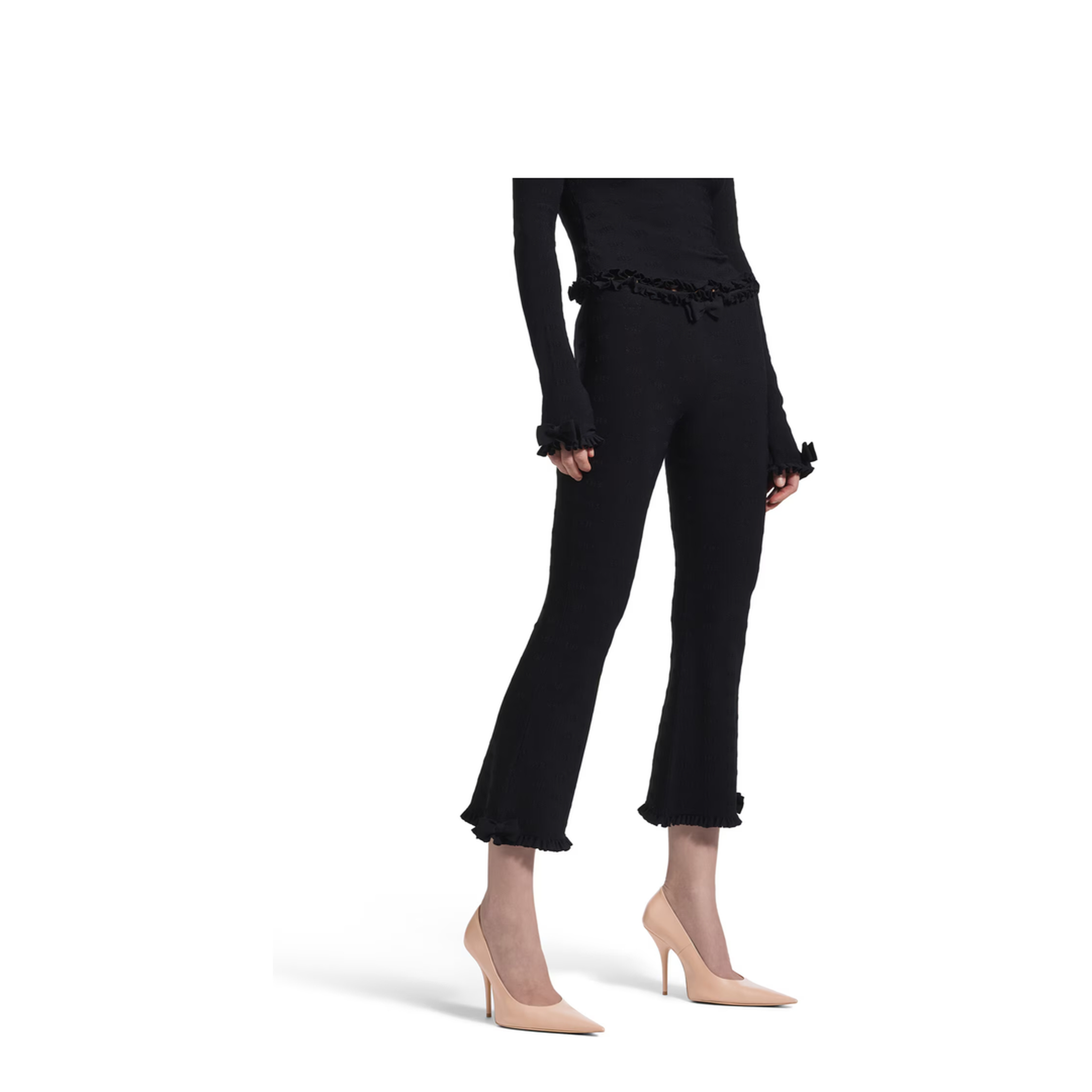 Flared Capri Pants in Black