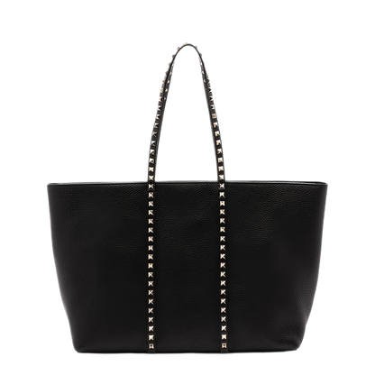Rockstud Medium Calfskin Shopping Bag - Black