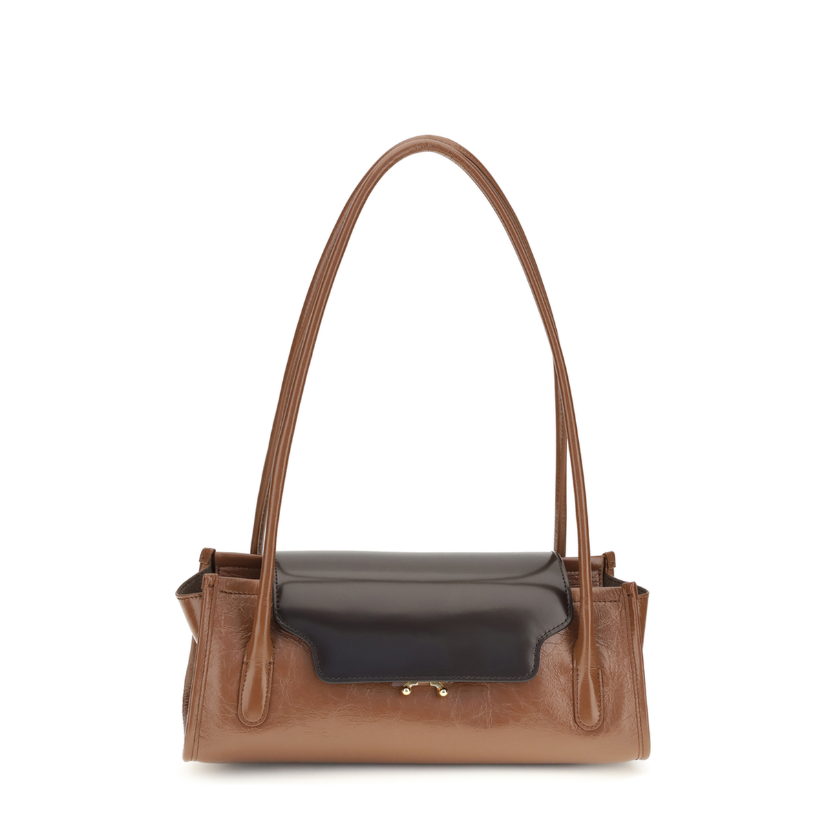 Trunkette Calf Leather Shoulder Bag - RAW SIENNA REDWOOD