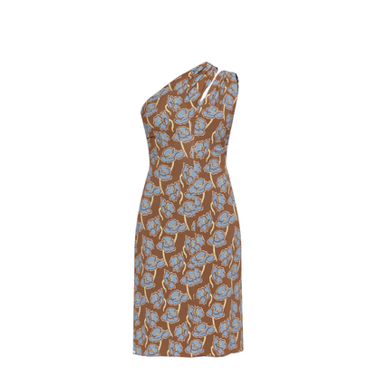 One Shoulder Dress in Multicolor Fabric