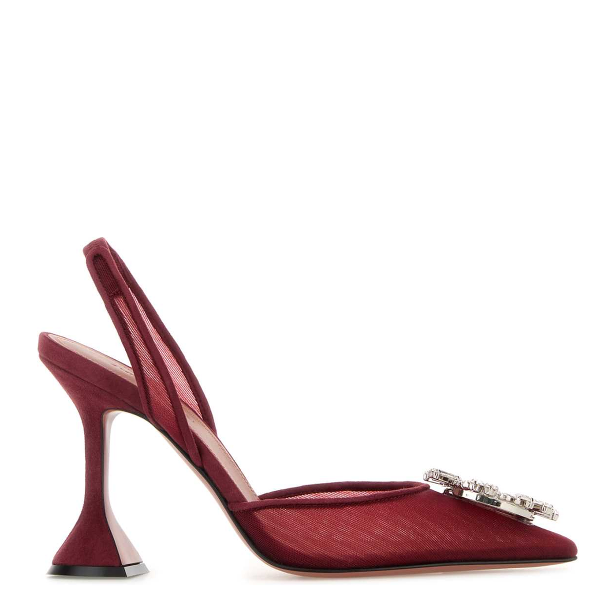MAYFEYR - Amina Muaddi - Begum Mesh Sling Pumps - BEGUMMESHSLINGRUB95CLHE