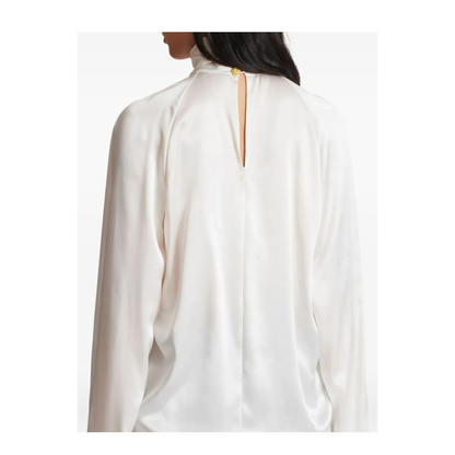 Draped Silk Blouse Shirt