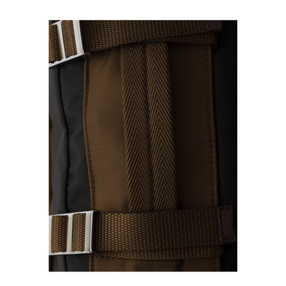 Re-Nylon Nylon & Leather Shoulder Bag - Black/Burnt