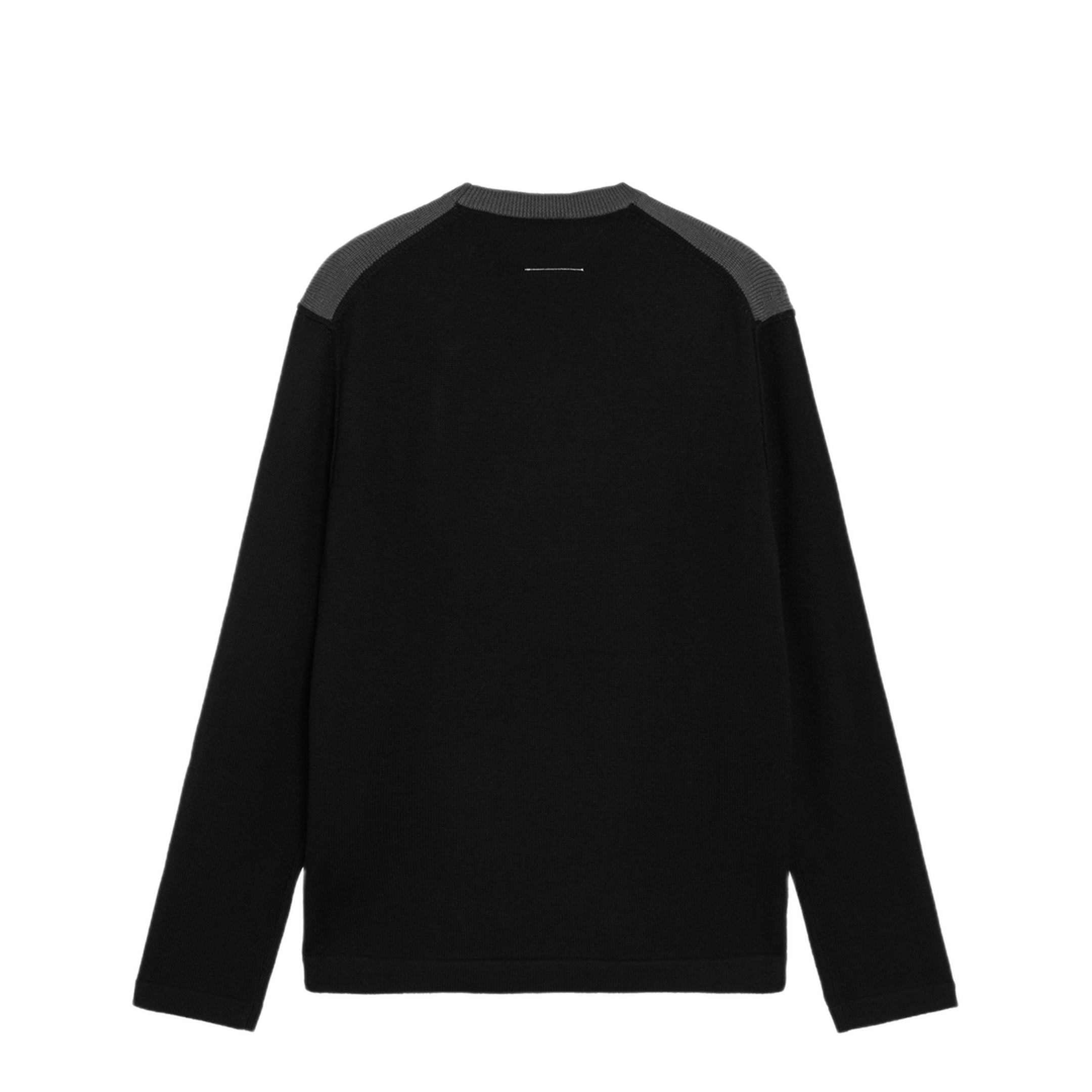 MAYFEYR - Mm6 Maison Margiela - Asymmetrical Crewneck Sweater In Black And Grey - SH0HL0047M13280961